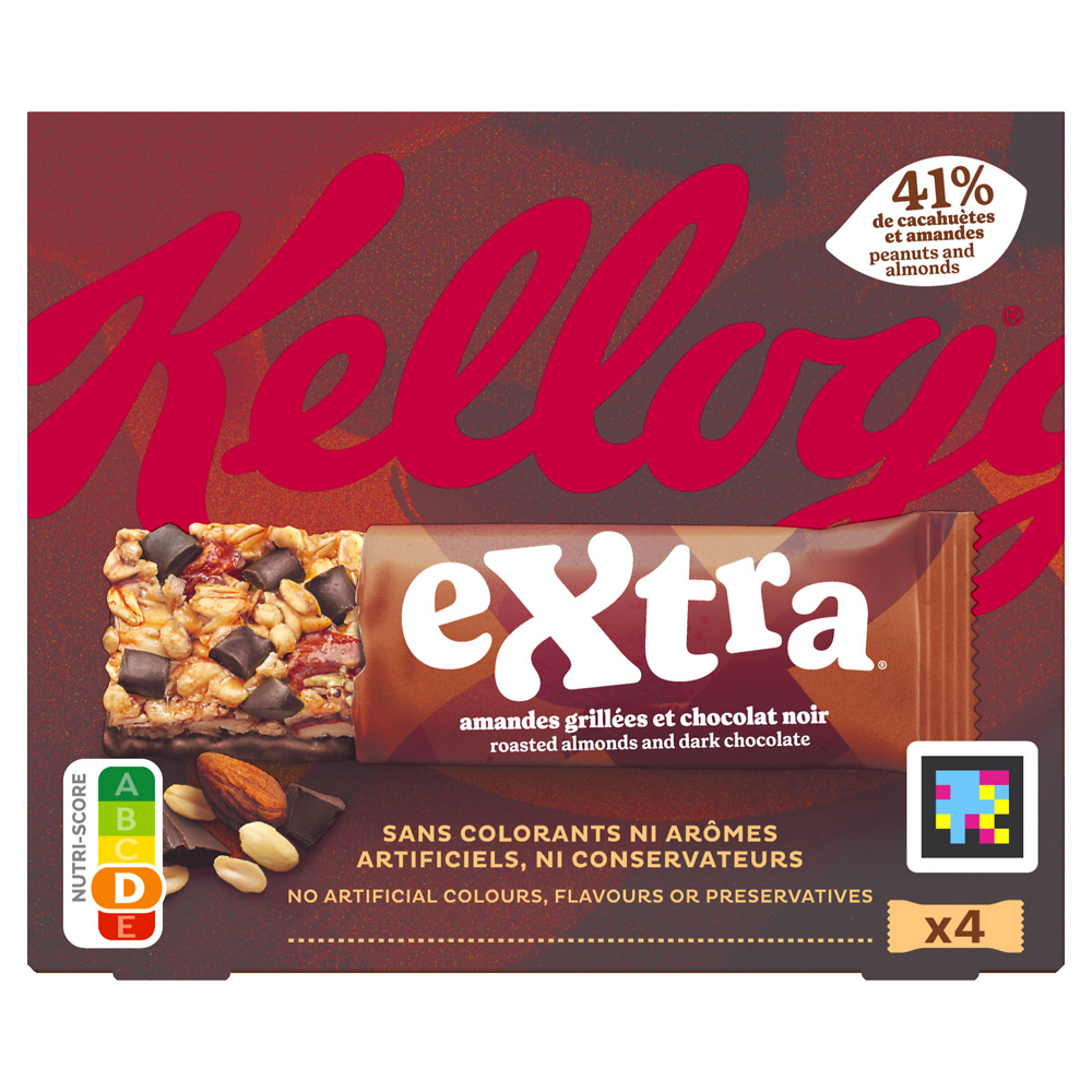 Barres Céréales EXTRA KELLOGG'S Chocolat Amandes , 4x32g