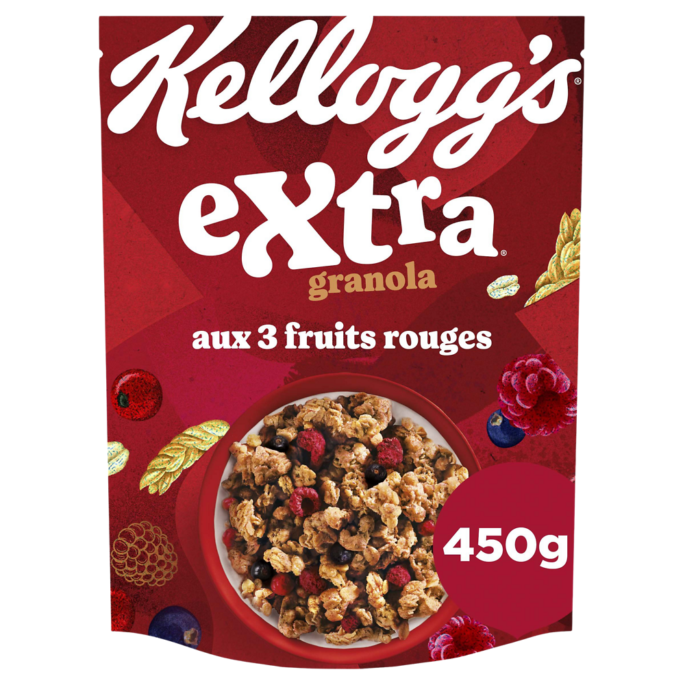 Céréales Extra Granola KELLOGG'S aux 3 Fruits Rouges - 450g