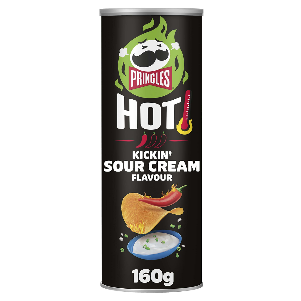 Chips tuiles apéritif PRINGLES hot kickin'sour cream, tubo 160g