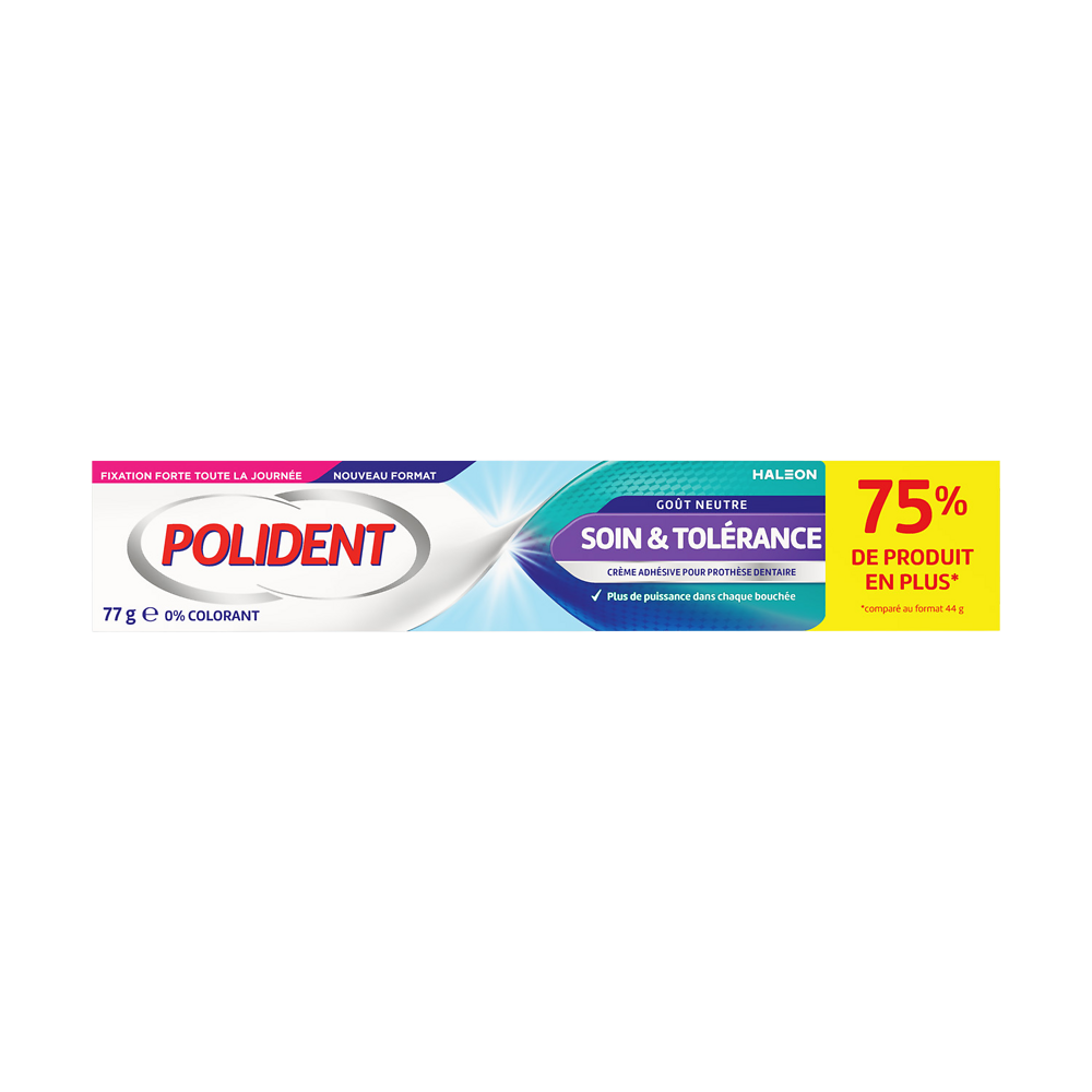 POLIDENT Crème fixative Soin & Tolérance 0% 77g