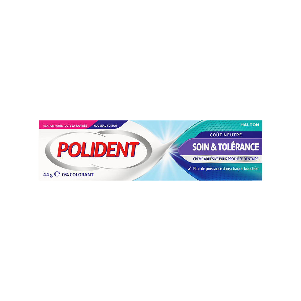 POLIDENT CREME FIXATIVE SOIN & TOLERANCE 0% 44G