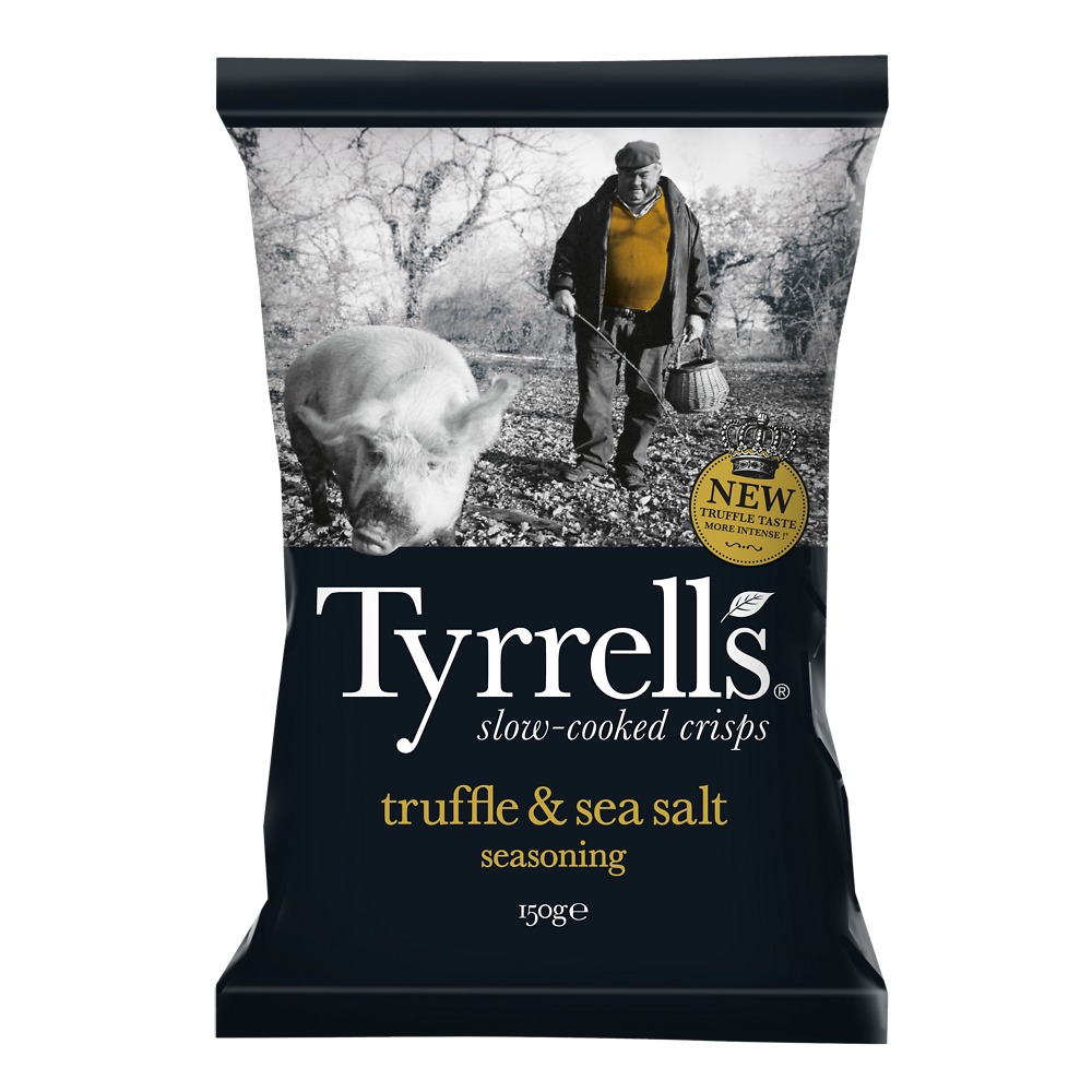 Chips de pomme de terre truffe noire et sel de mer TYRRELLS, sachet de150g