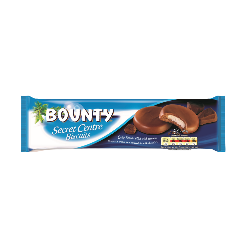 Biscuits noix de coco et chocolat au lait BOUNTY, paquet 132g