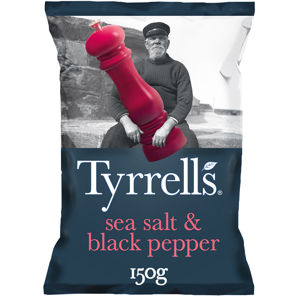 Chips sel de mer & poivre noir TYRELL'S, paquet de 150g