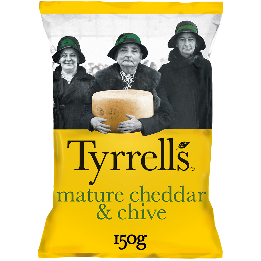 Chips saveur cheddar TYRRELL'S, paquet de 150g