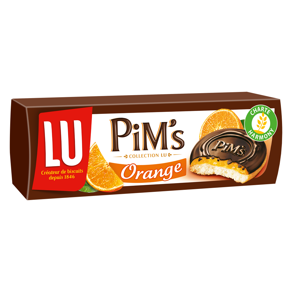 Biscuits génoises nappées orange et chocolat Pim's LU - Paquet de 150g