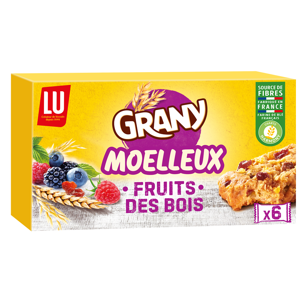 Biscuits moelleux barres au muesli et aux fruits des bois GRANY - Boite de 6 - 192g