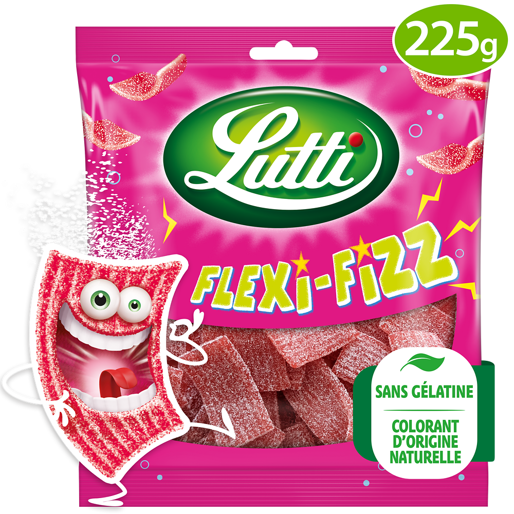 Bonbons Flexi-Fizz à la fraise LUTTI - Sachet de 225g