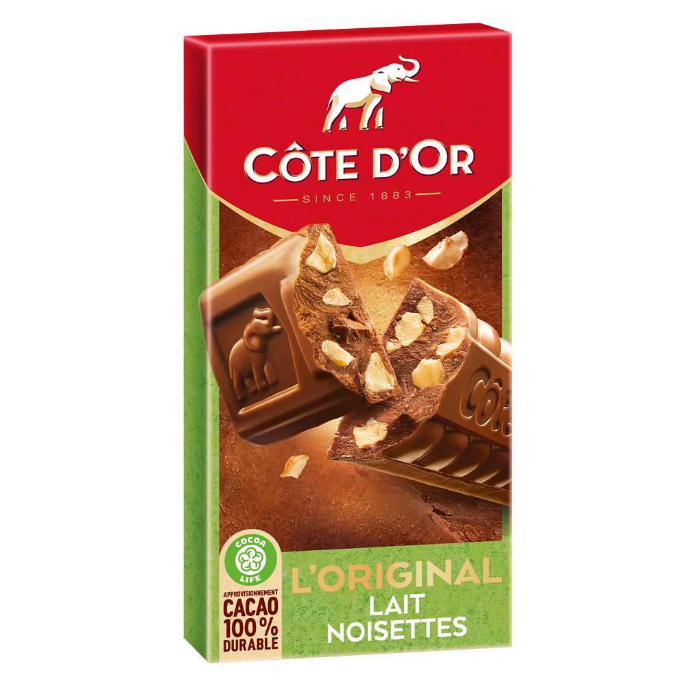 Chocolat au lait aux éclats de noisettes COTE D'OR - Tablette de 200g