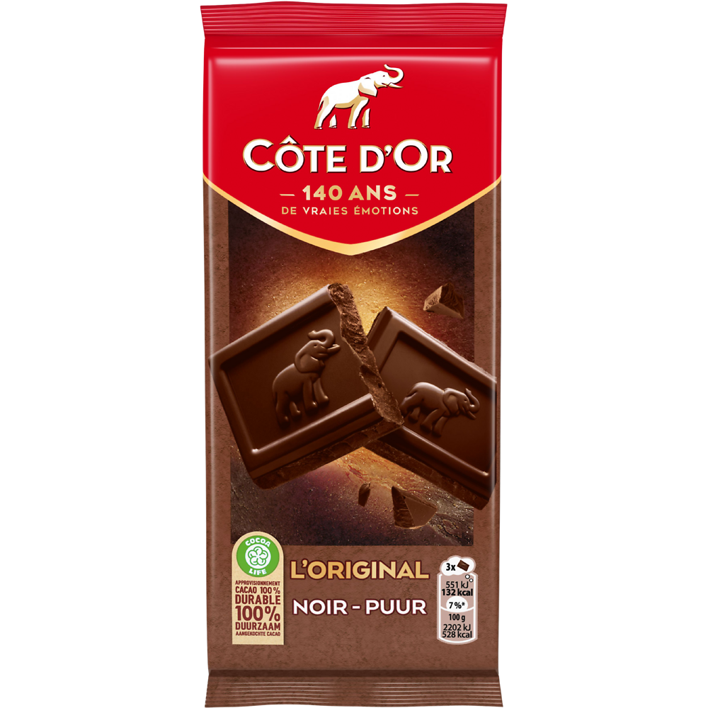 Chocolat extra noir COTE D'OR - Tablette de 100g