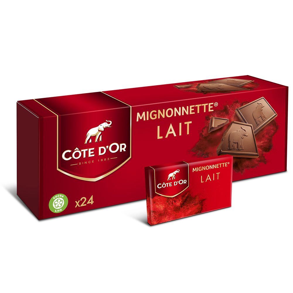 Chocolat au lait mignonnettes COTE D'OR - Paquet de 24, boîte de 240g