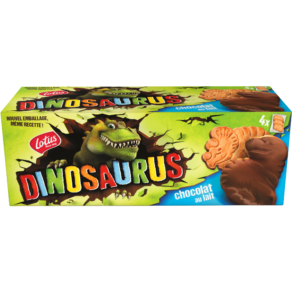 Biscuits nappés chocolat au lait DINOSAURUS, 225g