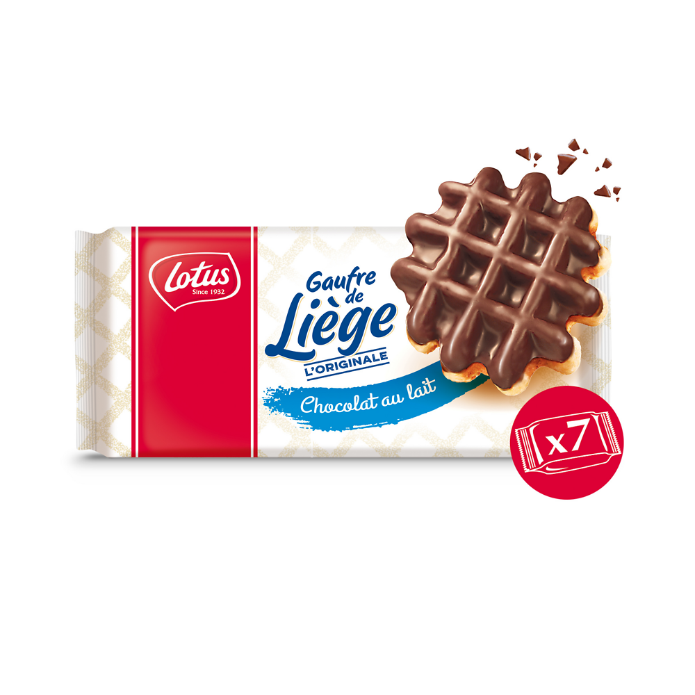 Gaufre de Liège chocolat au lait Lotus - x7 sachets - Le paquet de 363g