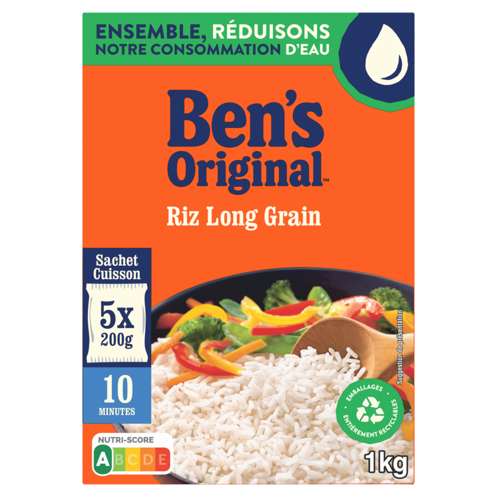 Riz Sachet Cuisson Long Grain 10 min BEN'S ORIGINAL sachet cuisson 5x200g 1kg