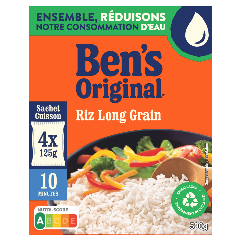 Riz Sachet Cuisson Long Grain 10mn BEN'S ORIGINAL sachet cuisson 4x125g 500g