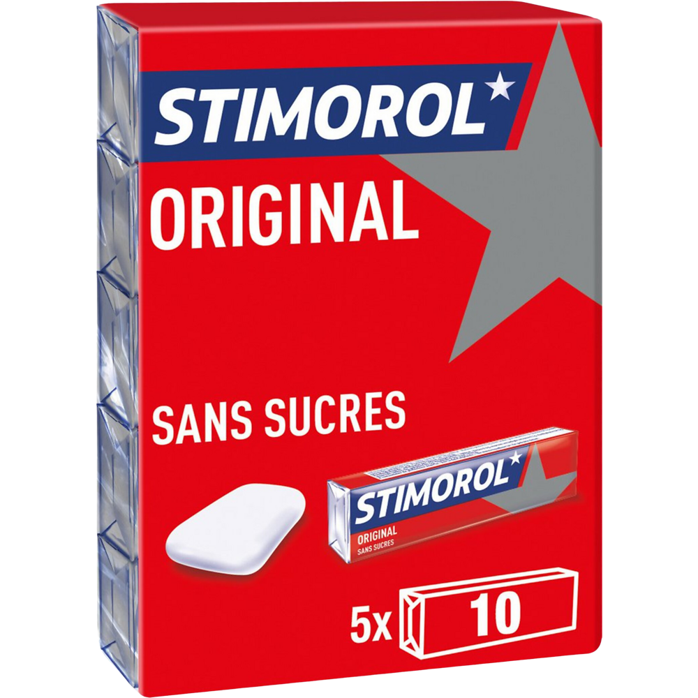 Chewing gum sans sucre menthe réglisse STIMOROL Original, 5x12 dragées, 70g