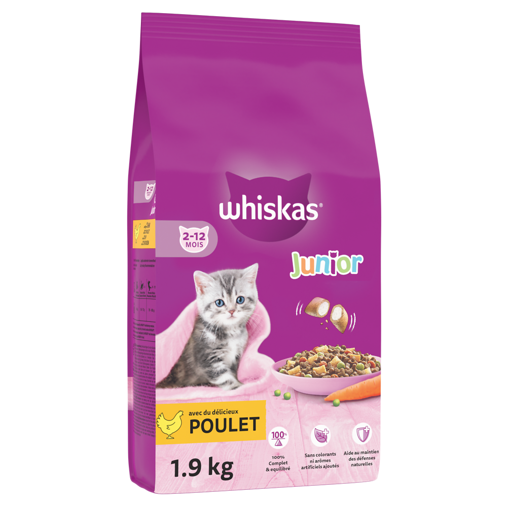 Croquettes chaton au poulet WHISKAS - 1,9kg