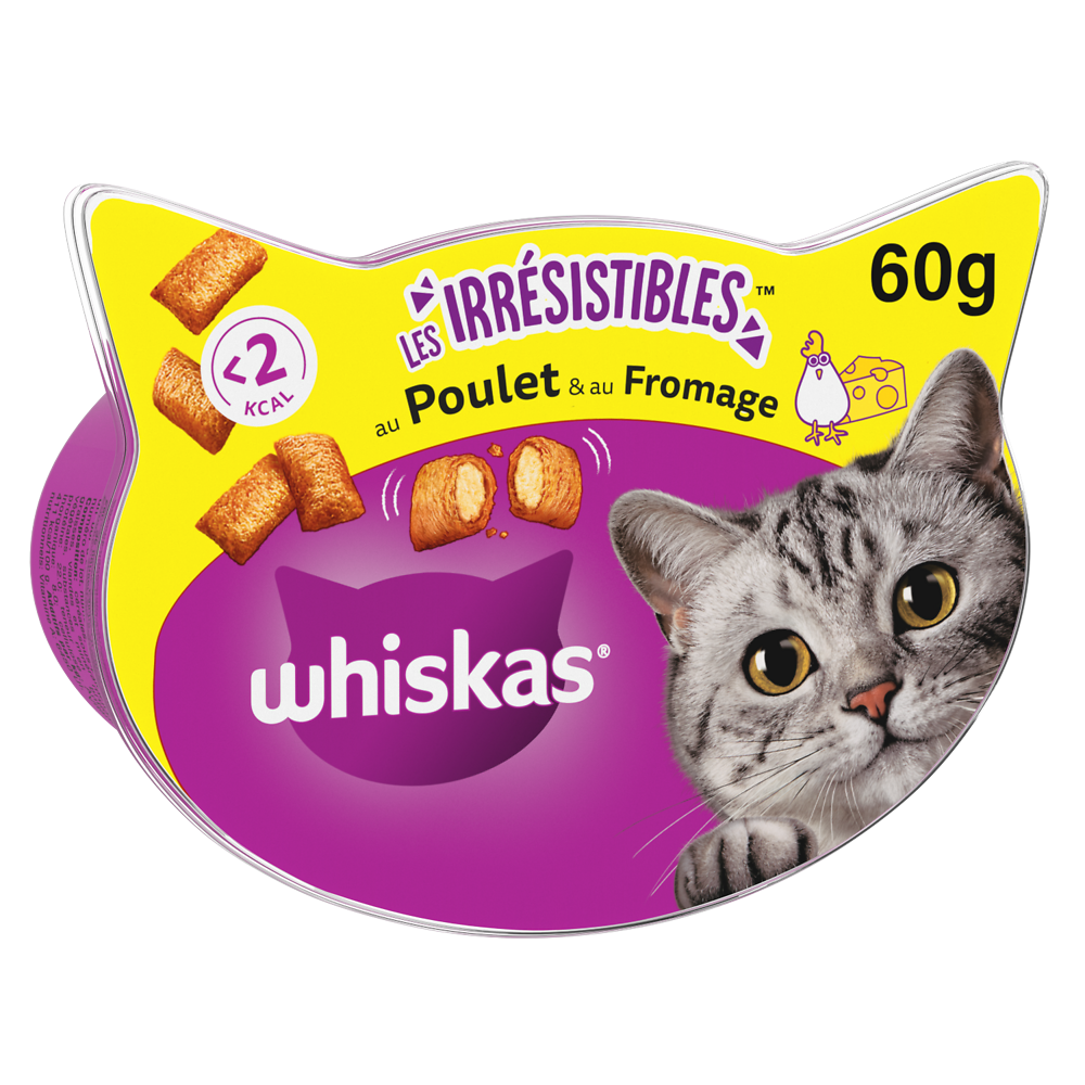 Friandises chat Les Irrésistibles au poulet et au fromage WHISKAS - 60g