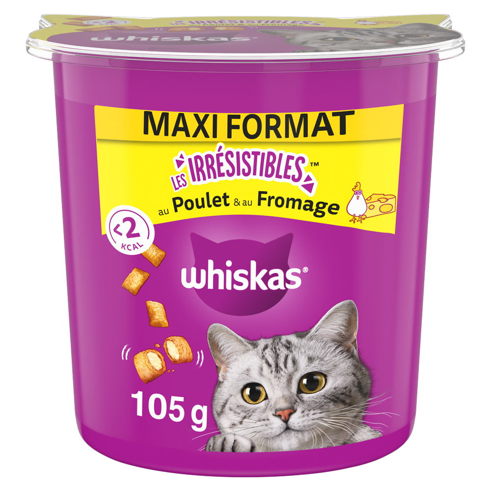 Friandises chat Les Irrésistibles au poulet et au fromage WHISKAS - 105g