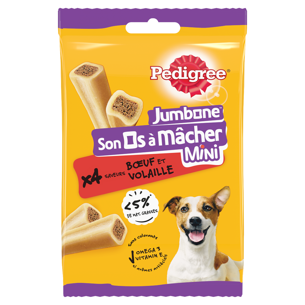 Friandise petit chien Os à mâcher saveur boeuf et volaille PEDIGREE x4- 160g