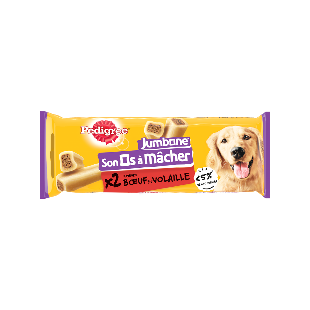 Friandises chien Os à mâcher saveur boeuf et volaille PEDIGREE x2 - 180g