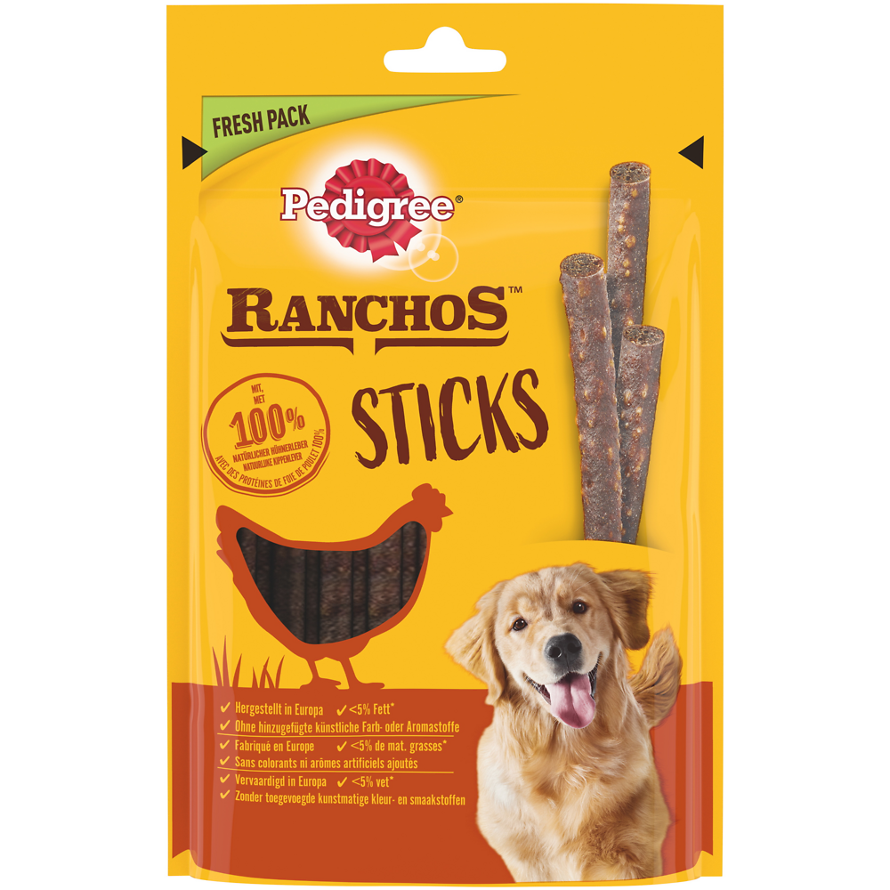 Friandises chien récompenses Ranchos Sticks au foie de poulet PEDIGREE- 60g