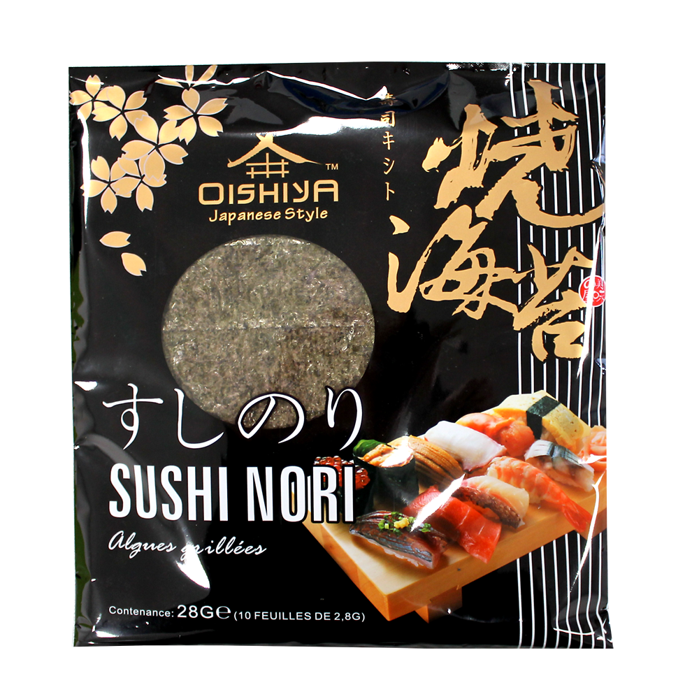 Algues nori pour sushi OISHIYA, 10 feuilles soit 28g