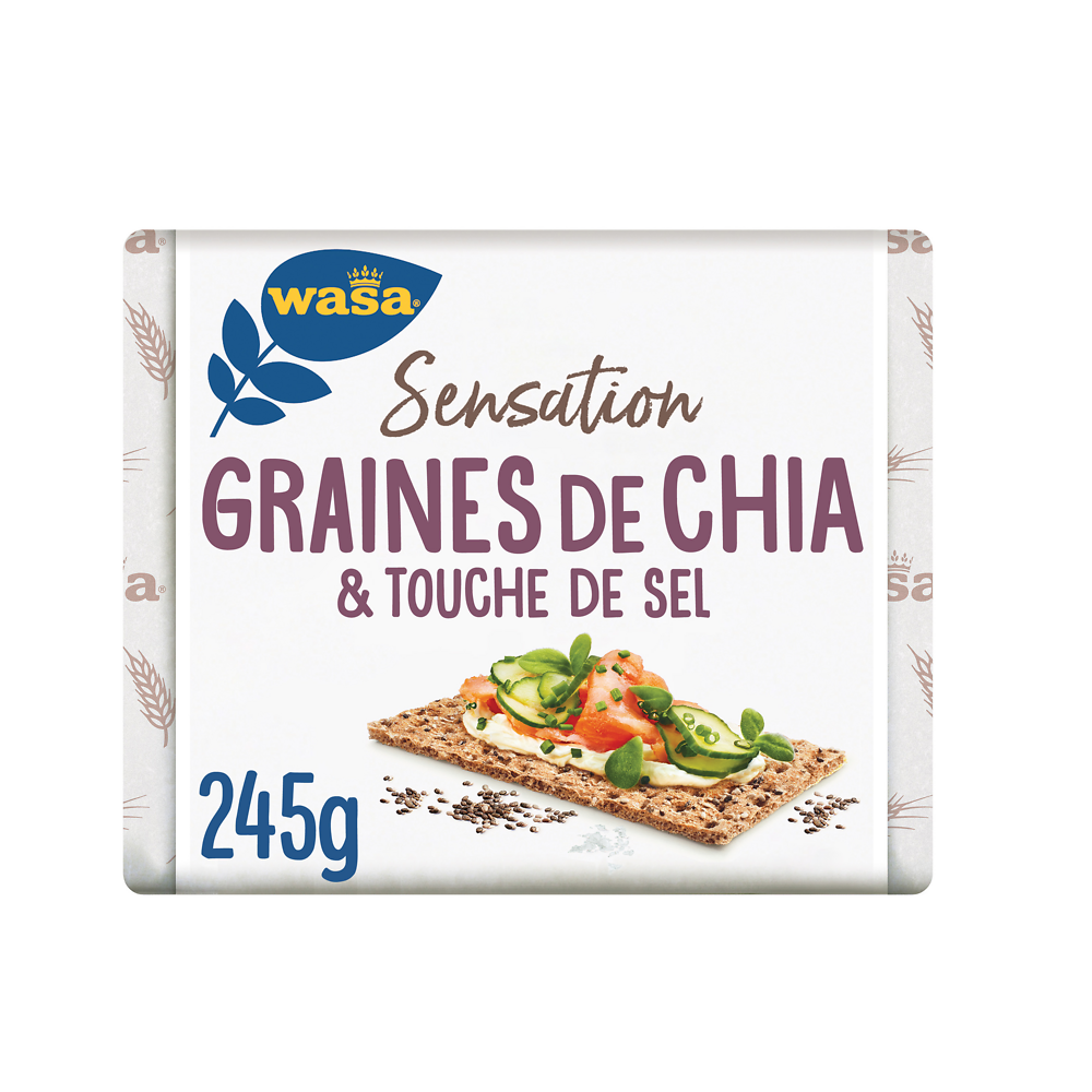 Biscottes Croustillantes tartillantes Sensation aux graines de chia &touche de sel WASA, 245g