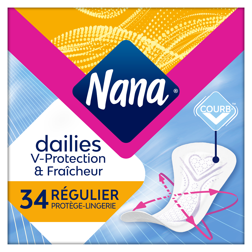 Protège-slip normal plat absorbant NANA, sachet de 34