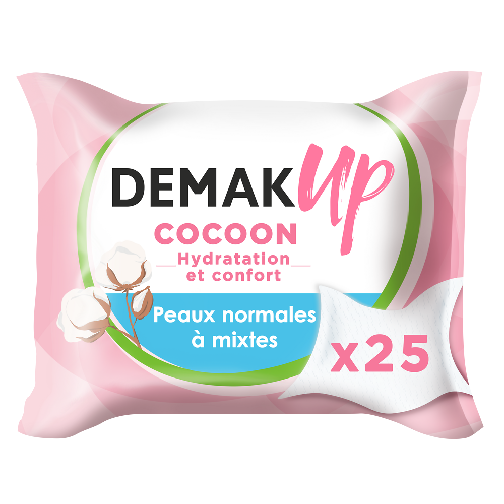 Lingettes démaquillantes pour peaux normales et mixtes DEMAK'UP, x25