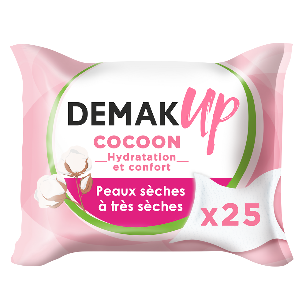 Lingettes démaquillantes pour peaux sèches et sensibles DEMAK'UP, x25