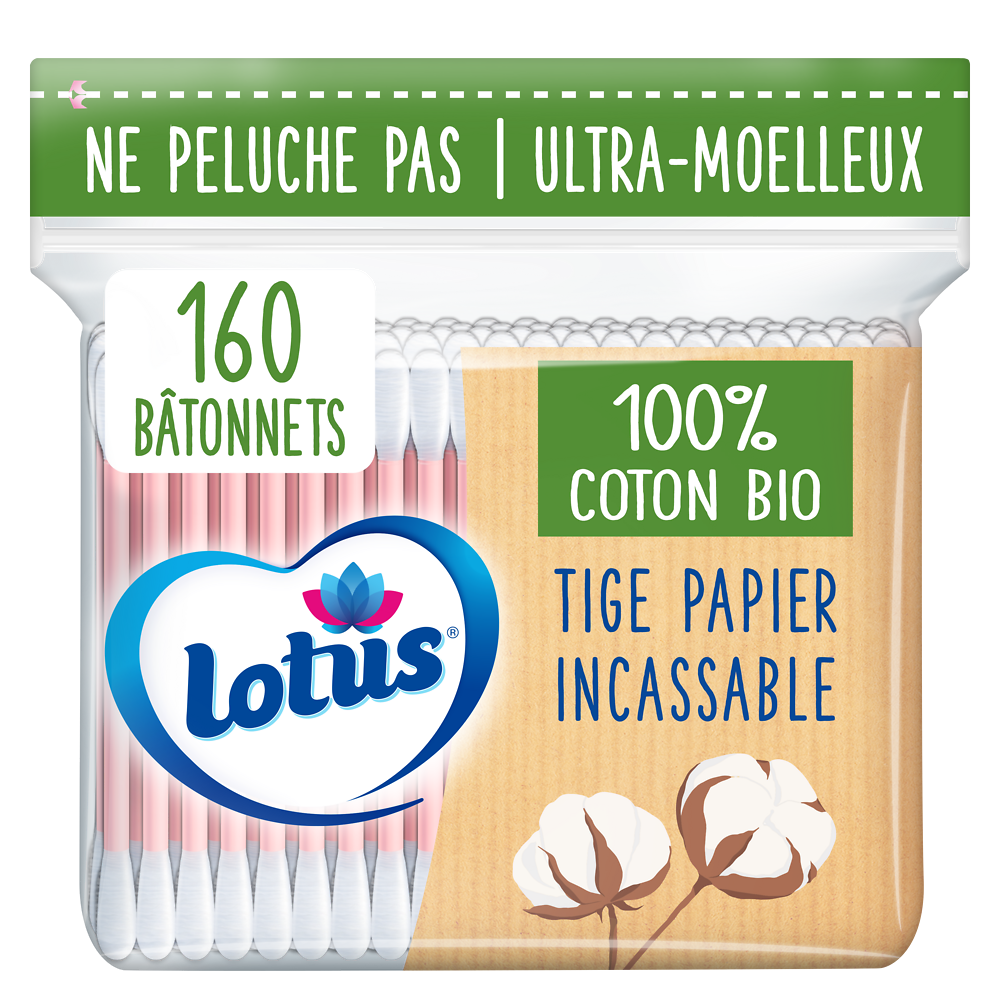 Coton-tiges LOTUS bâtonnets x160