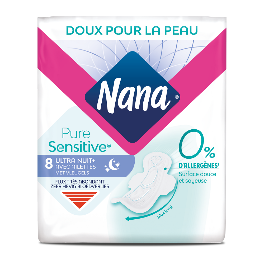 Serviettes hygiéniques ultra PureSensitive Night NANA x8