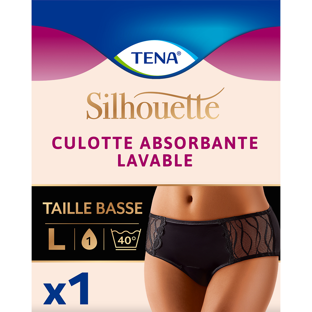 Culottes incontinence lavable - taille L - TENA hipster noir