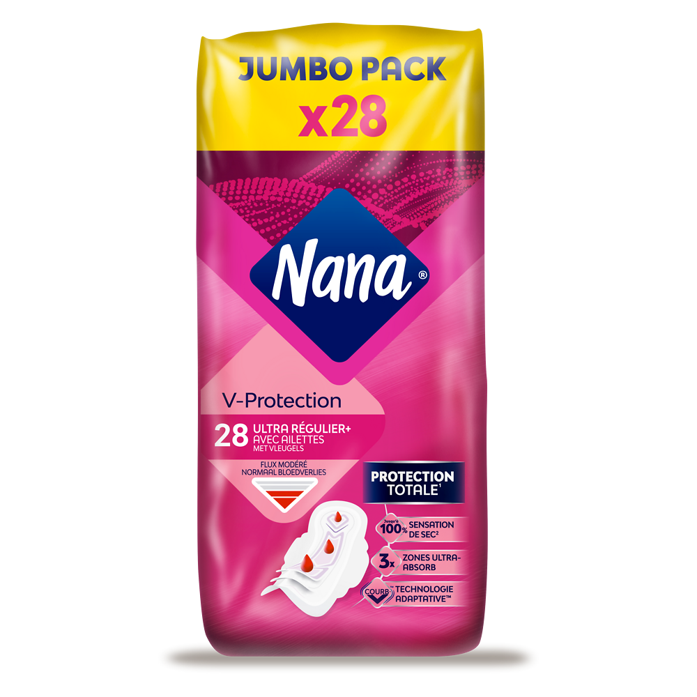 Serviettes hygiéniques ultra régulier plus jumbo pack NANA x28