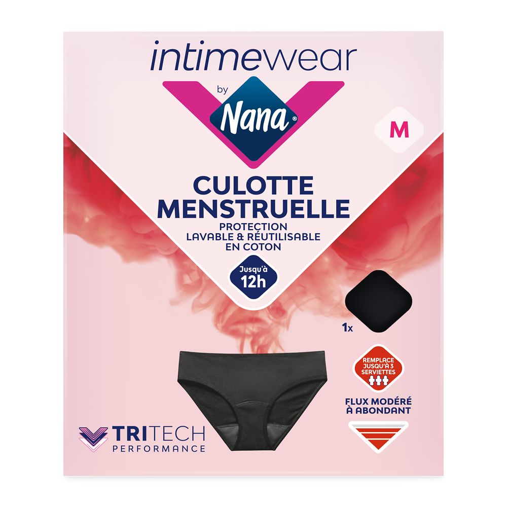 Culotte menstruelle Hipster coton NANA noire Taille M