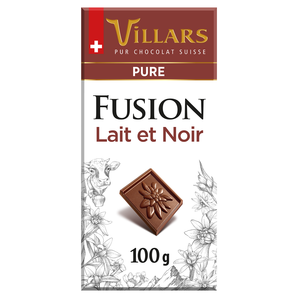 Chocolat au lait fusion pur VILLARS, Tablette de 100g