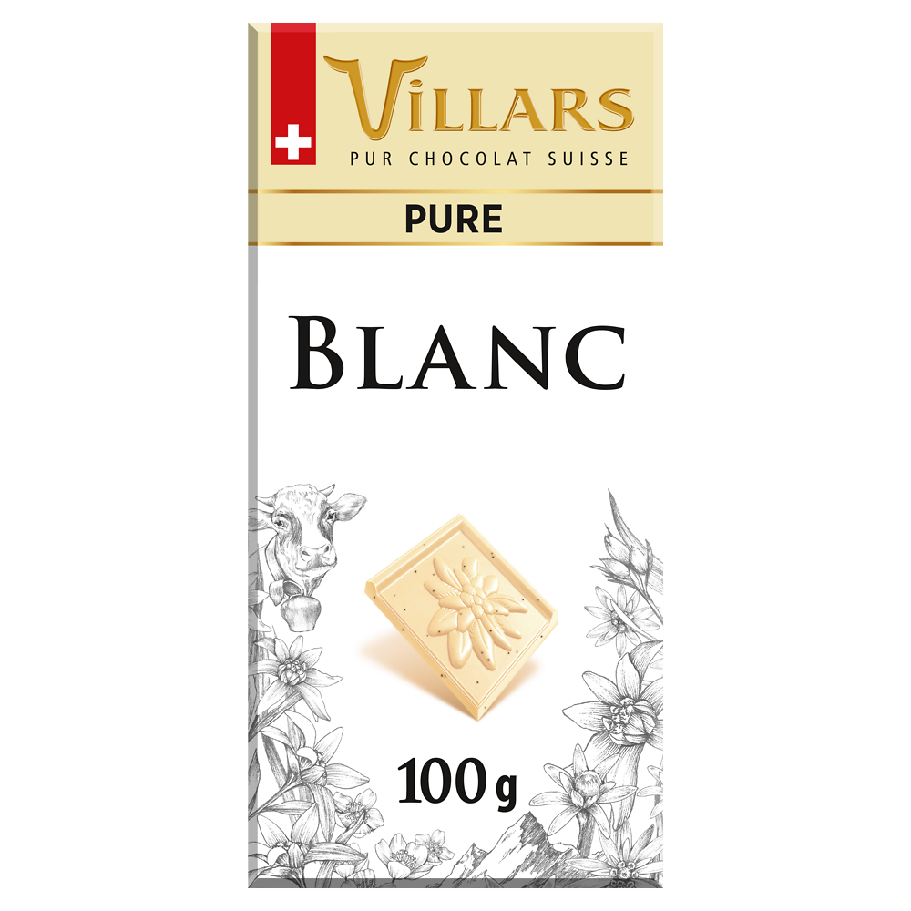 Chocolat blanc pur, VILLARS, Tablette de 100g