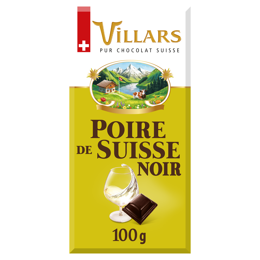 Chocolat noir liqueur poire de Suisse VILLARS tablette 100g