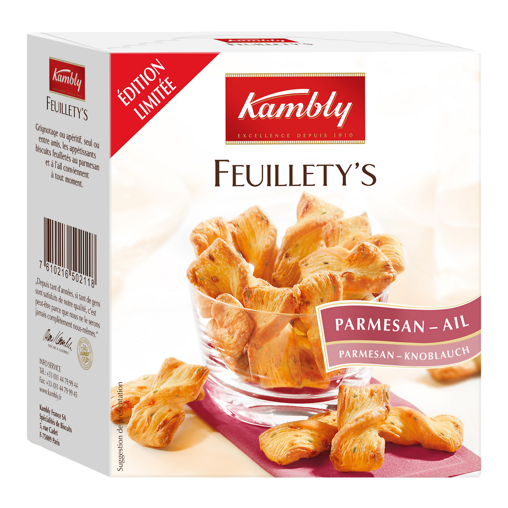 Feuilletés feuillety's beurre et ail/parmesan KAMBLY, 80g