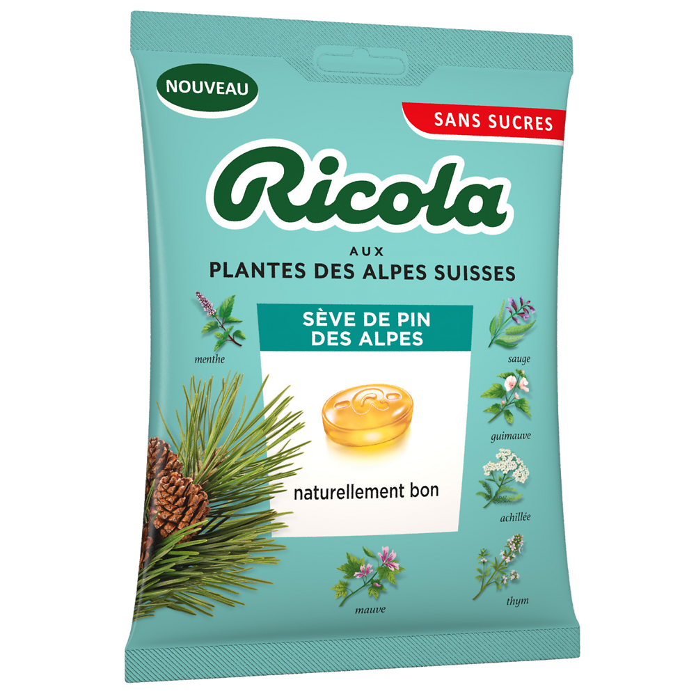 Bonbons pastilles sève de pin sans sucre RICOLA, 70g