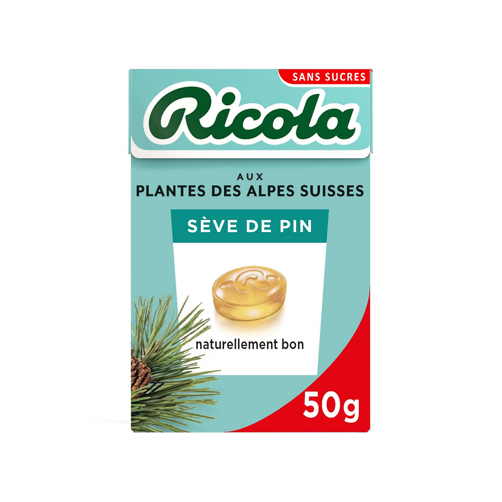 Bonbon pastilles à la sève de pin sans sucre RICOLA, 50g