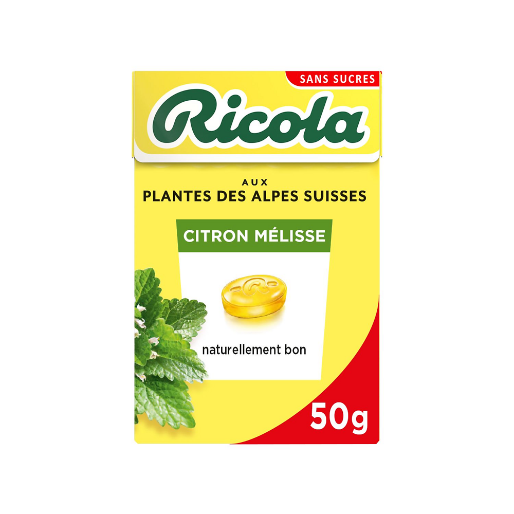 Bonbons pastilles citron/mélisse s/sucre stévia RICOLA boîte 50g