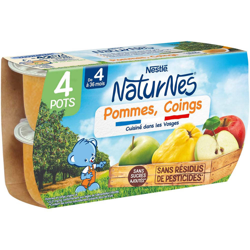 Purée de fruits NATURNES Pomme coing 4M+ NATURNES - 4x130g