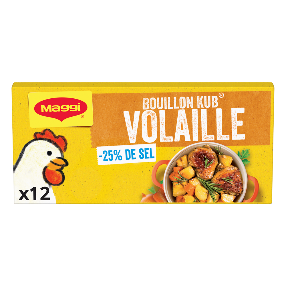 Bouillon cube volaille -25% de sel MAGGI, boite de 12 cubes, 120g