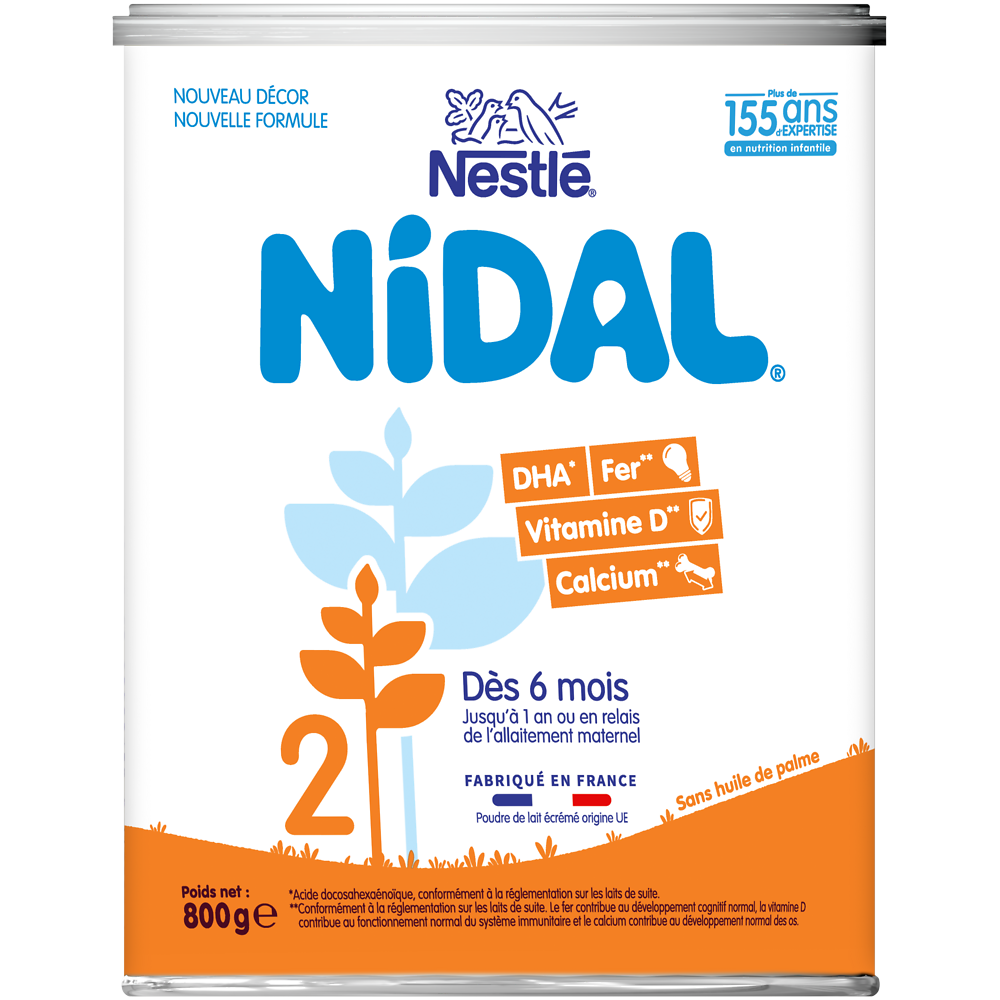 Lait infantile en poudre 2ème âge 6-12M NIDAL - Boîte 800g