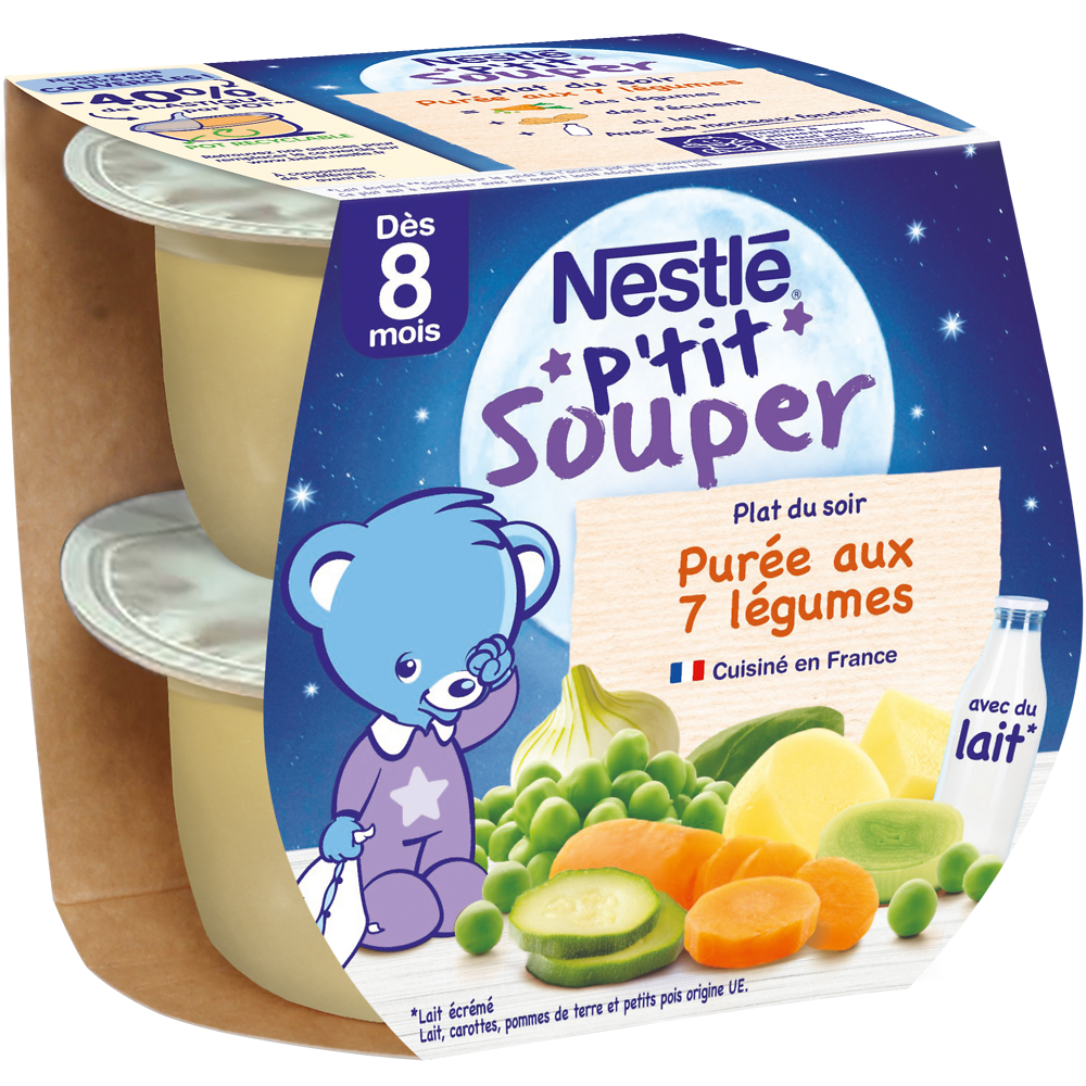 P'tit souper purée du soir 7 légumes dès 8 mois NESTLE, 2x200g