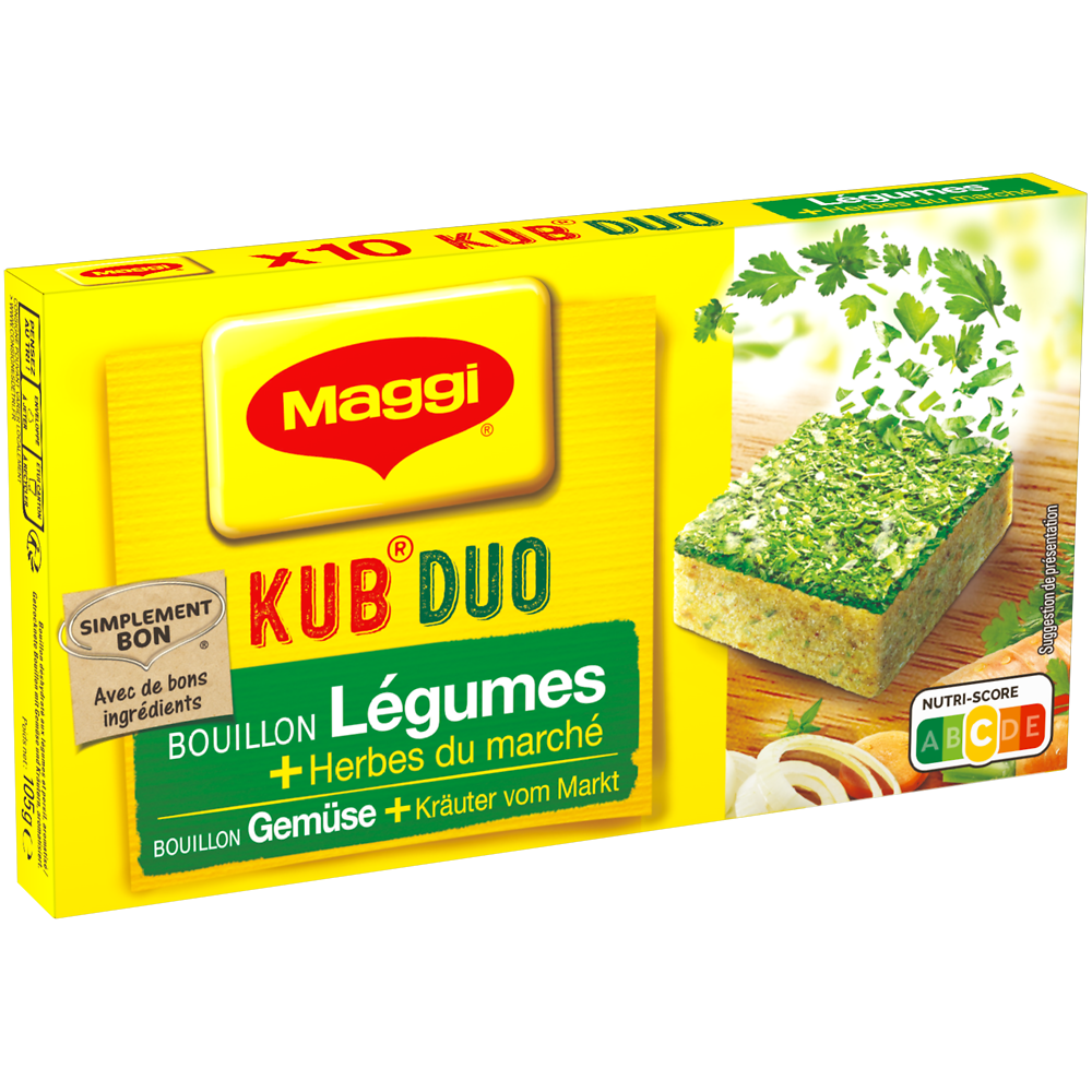 Bouillon cube légumes huile d'olive duolino MAGGI, boite de 10 cubes,105g