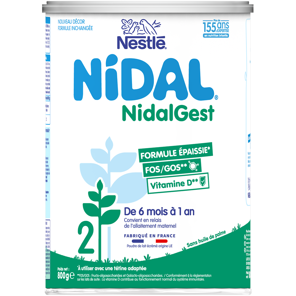 Lait infantile en poudre 2ème âge 6-12M NIDAL GEST - Boîte 800g