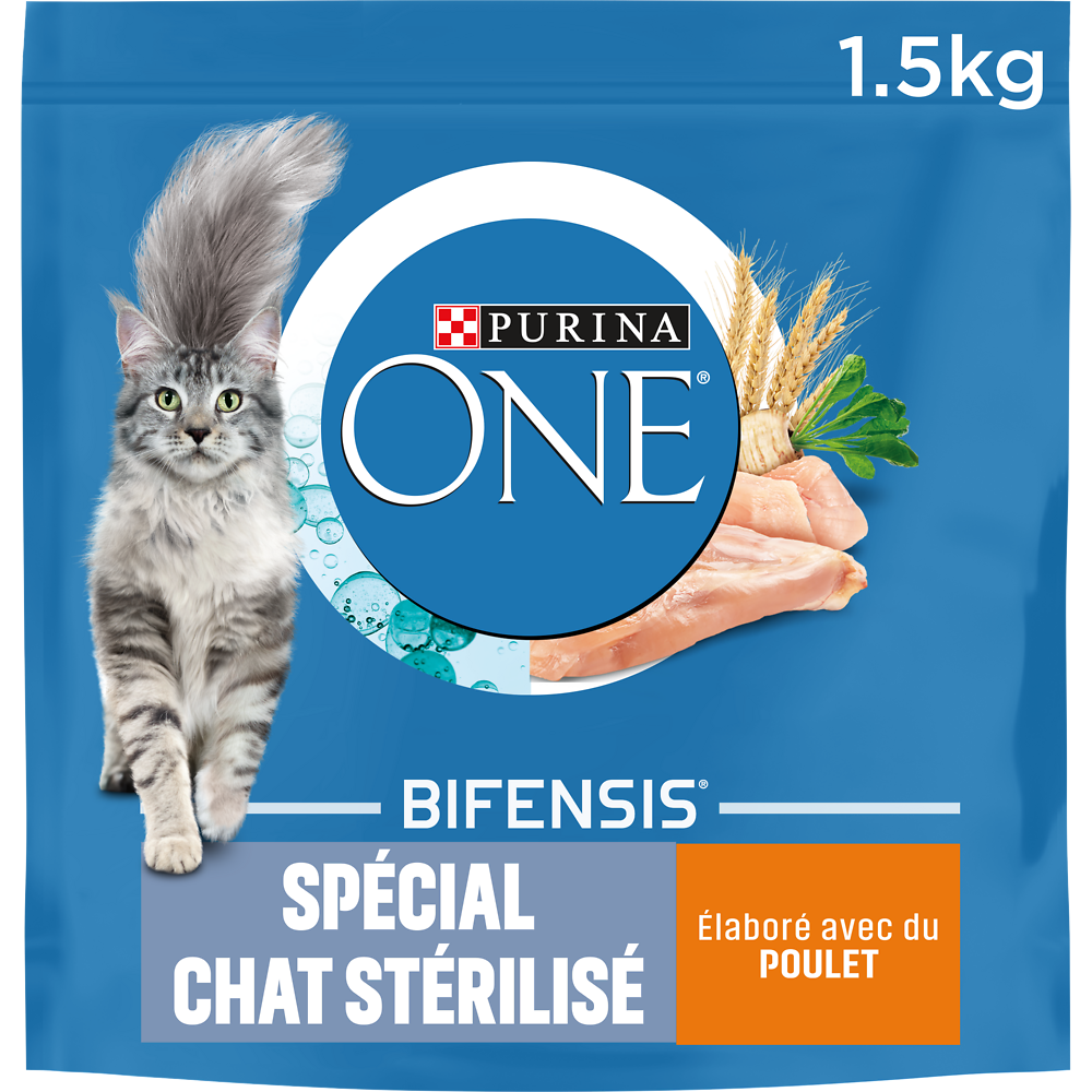 Croquettes pour chat adulte stérilisé Poulet, Blé PURINA ONE - 1,5kg